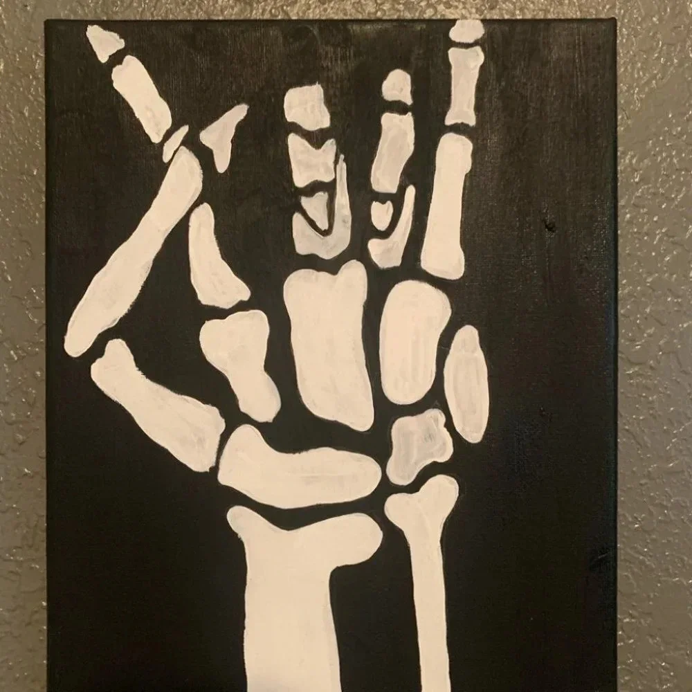Skeleton Peace Sign Painting
